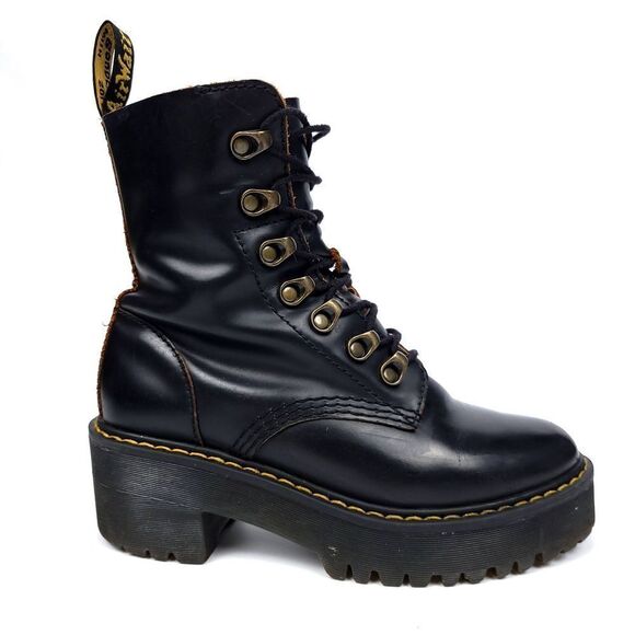 Dr. Martens Urban Outfitters Leona Chunky Leather Lug Sole Platform Heel Boots 5 - Picture 3 of 8
